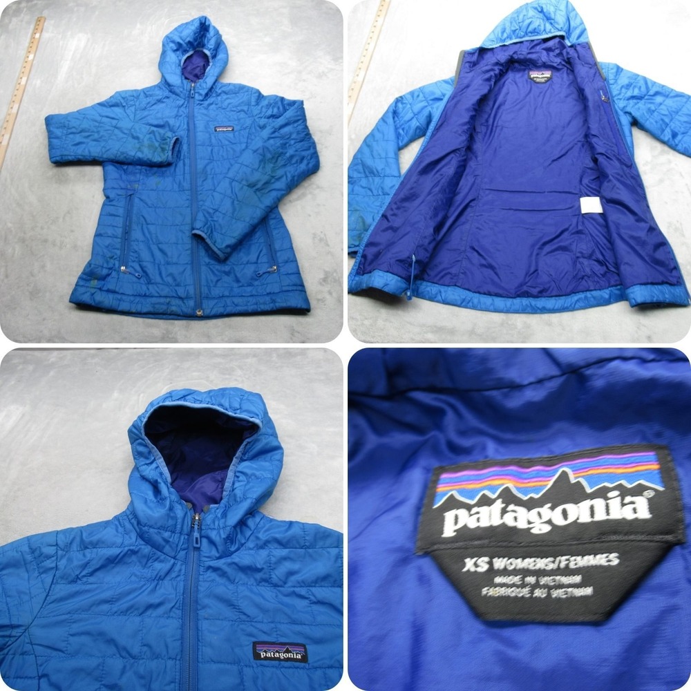 Patagonia Nano Puff Hoody Jacket Womens XS Blue Lightweight Packable Puffer READ